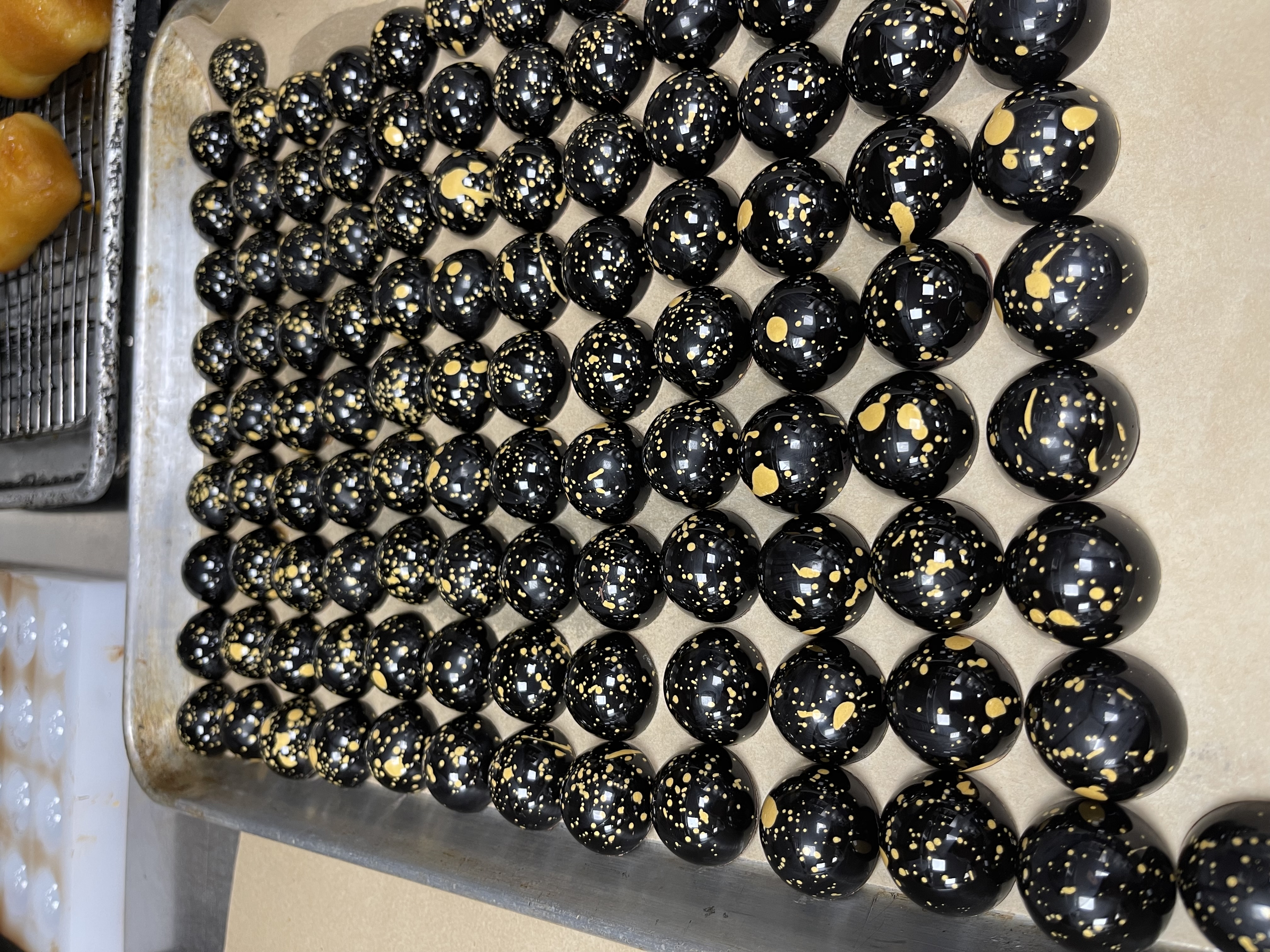 Fine-dining chocolate bonbon presentation