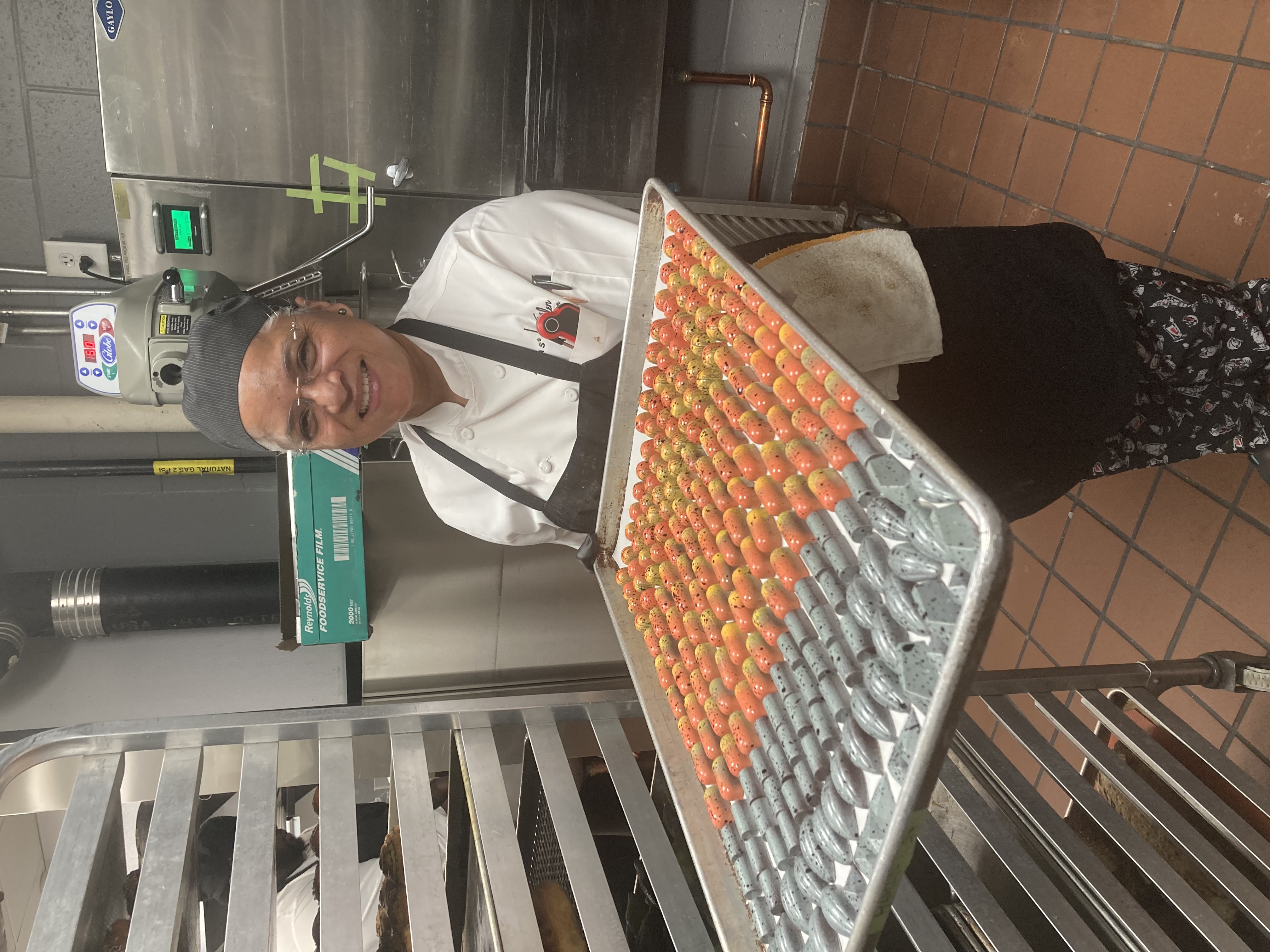 Charito crafting bonbons in the pastry kitchen